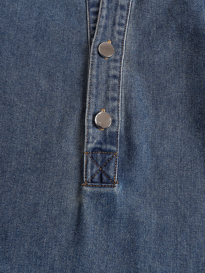 Petra - Elegantes Maxikleid für den Alltag aus Jeansstoff mit Knöpfenn