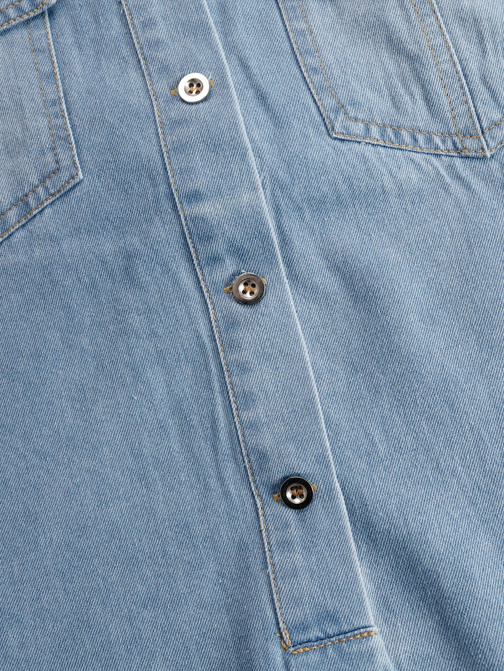 Verena - Minikleid lässig Retro aus Jeansstoff mit Fransen und V-Ausschnitt