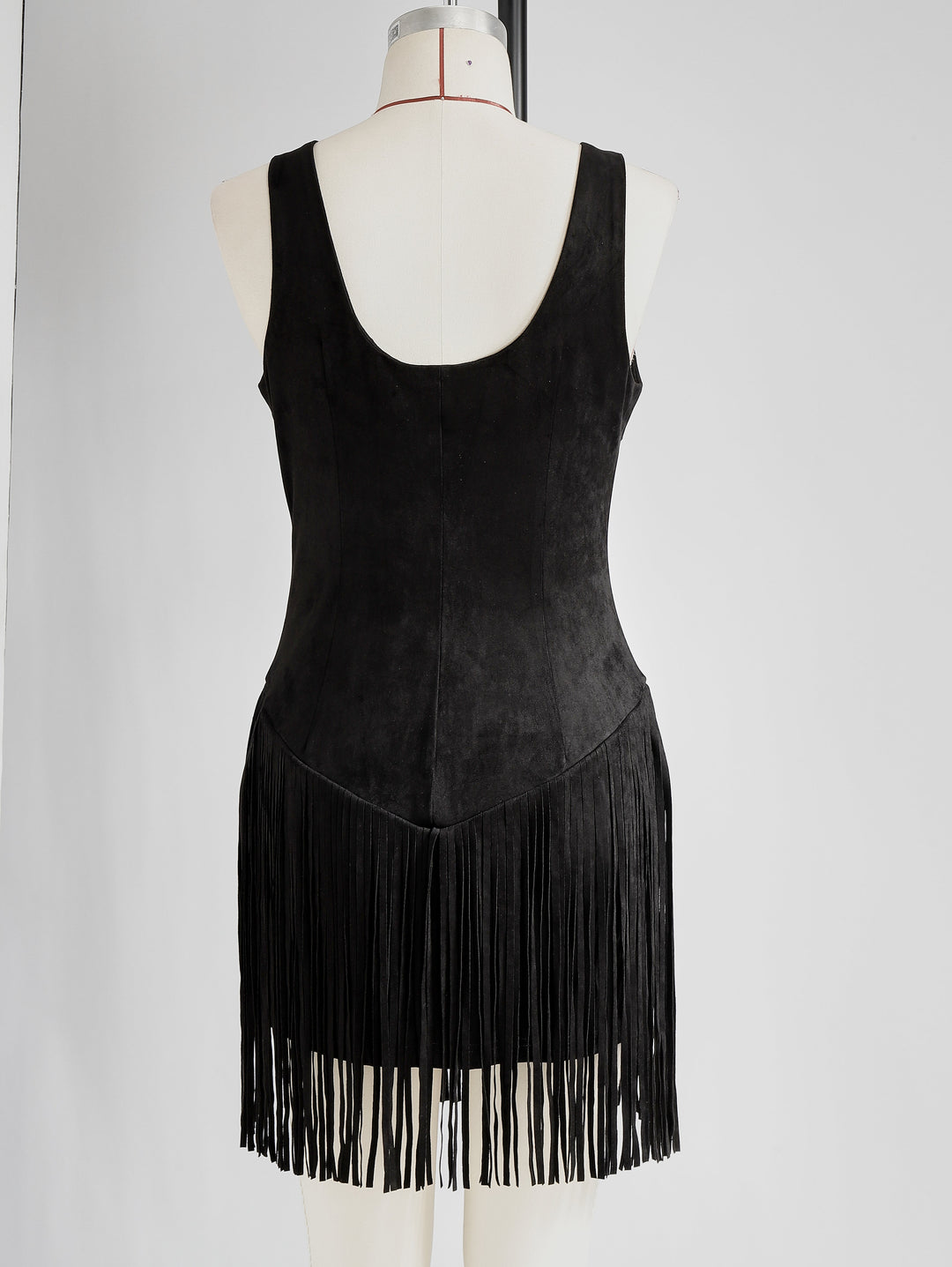 Lotta - Minikleid Western im Retro-Stil aus Kunstwildleder mit Fransen und V-Ausschnitt und ärmellosem Schnitt