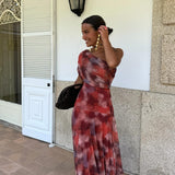 Frieda - Maxikleid mit Aquarellmuster und schulterfreiem Schnitt