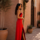 Lena - Maxikleid mit Neckholder und Beinschlitz