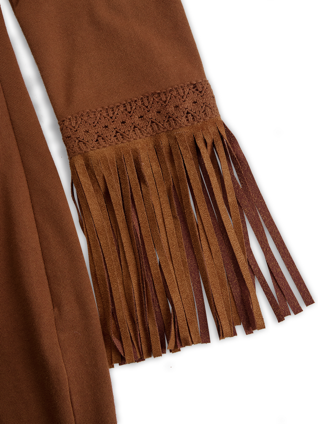 Frida - Midikleid Western im Retro-Stil aus Leinen mit Fransen und V-Ausschnitt