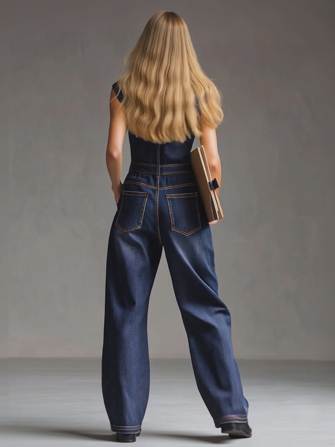 Vroni - Overall lässig Retro aus Jeansstoff mit Kragen und Taschen ärmellos