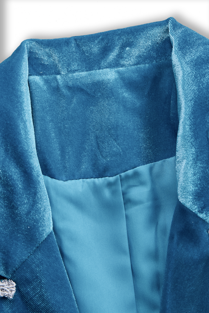 Theresa - Jacke lässig Retro aus Samt im Farbblock-Design mit V-Ausschnitt und Taschen