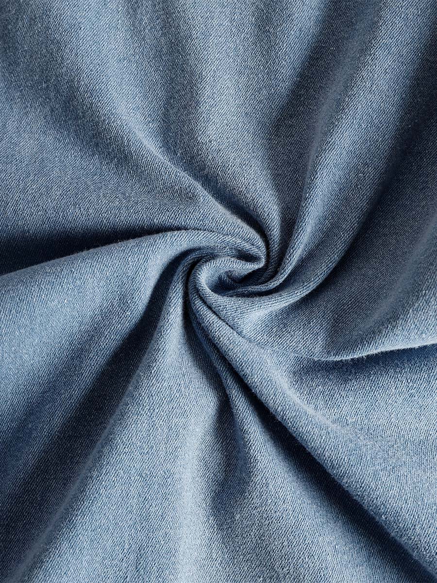Nadja - Midikleid lässig Retro aus Jeansstoff Farbverlauf mit Reißverschluss und V-Ausschnitt und ärmellosem Schnitt
