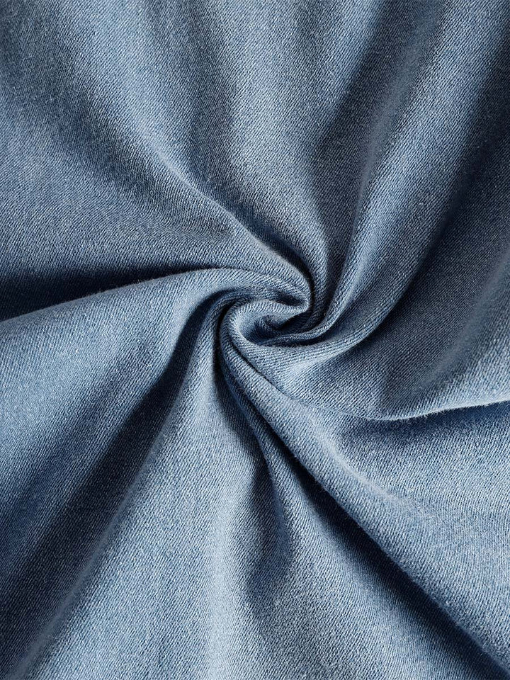 Nadja - Midikleid lässig Retro aus Jeansstoff Farbverlauf mit Reißverschluss und V-Ausschnitt und ärmellosem Schnitt