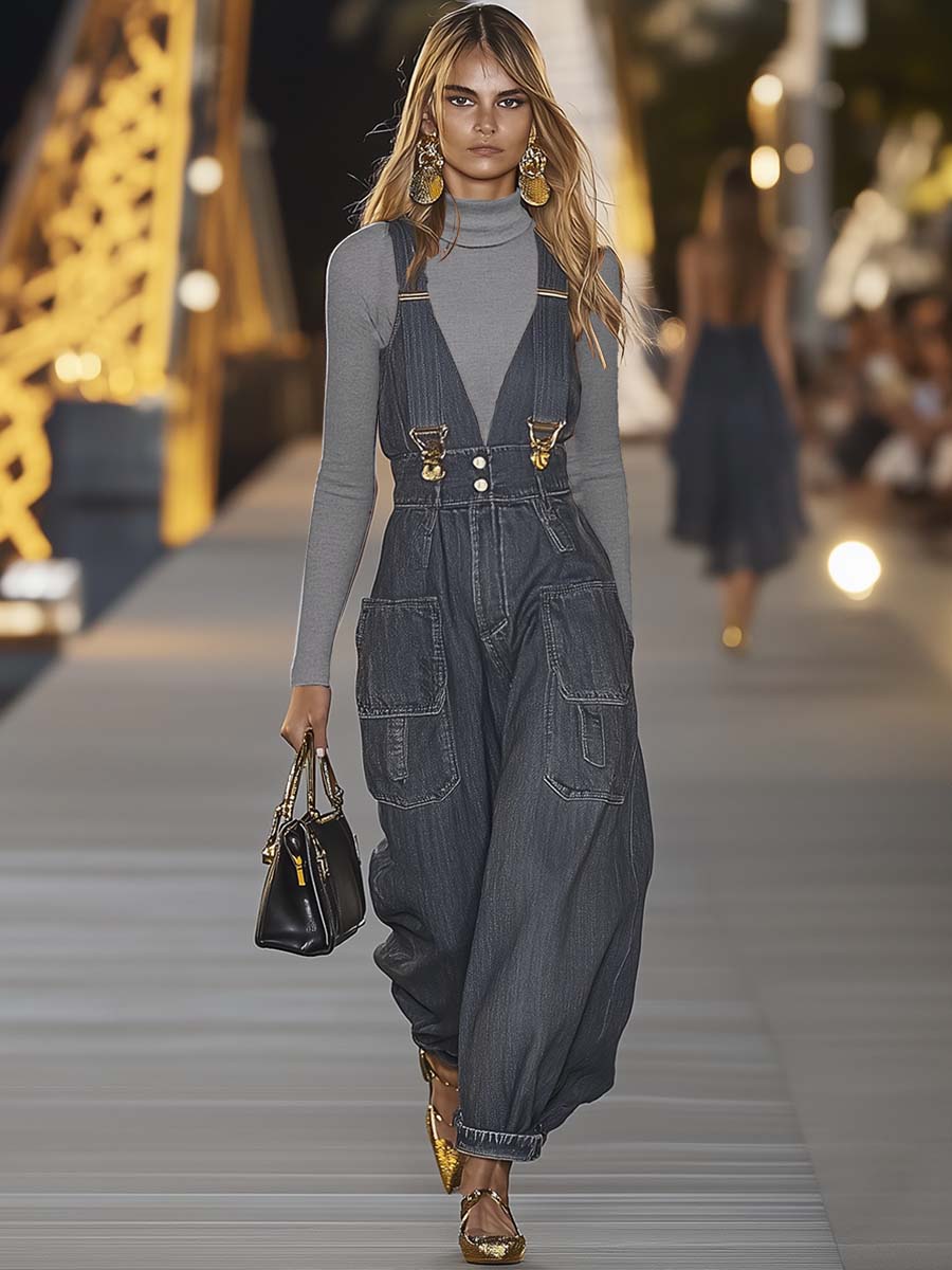 Anja - Overall für den Alltag aus Jeansstoff mit V-Ausschnitt