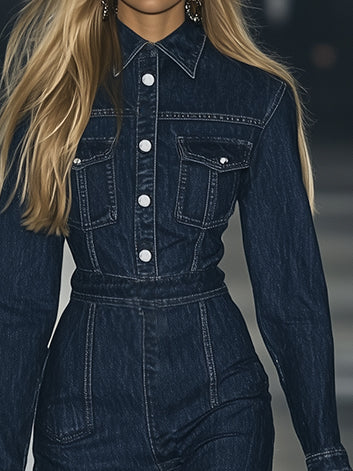 Elisabeth - Maxikleid lässig Retro aus Jeansstoff