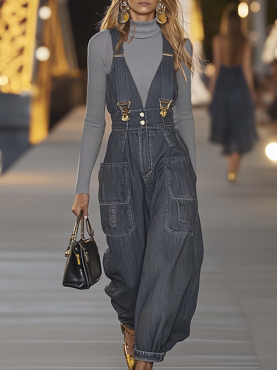 Anja - Overall für den Alltag aus Jeansstoff mit V-Ausschnitt