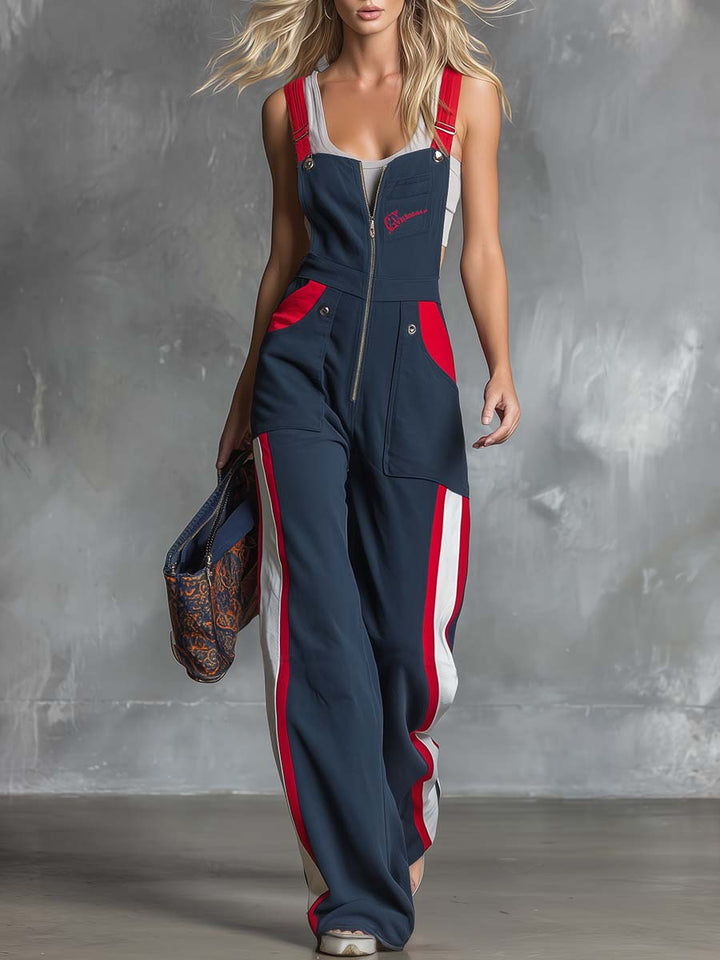 Tabea - Overall Western im Retro-Stil aus technischem Gewebe im Farbblock-Design mit Reißverschluss ärmellos