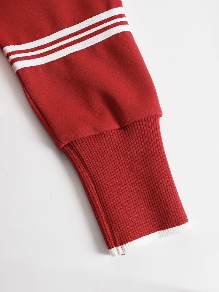 Lilith - Sportliches Hosen-Ensemble im Retro-Stil aus technischem Gewebe gestreift mit Reißverschluss