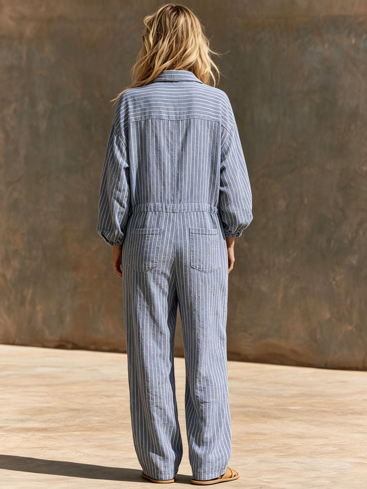 Inga - Overall lässig Retro aus Leinen gestreift