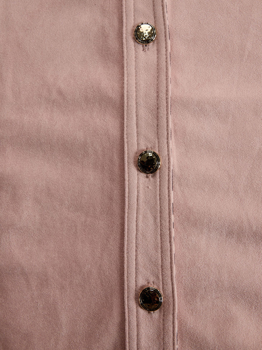 Natalie - Bluse Western im Retro-Stil aus Kunstwildleder Leopardenmuster mit V-Ausschnitt