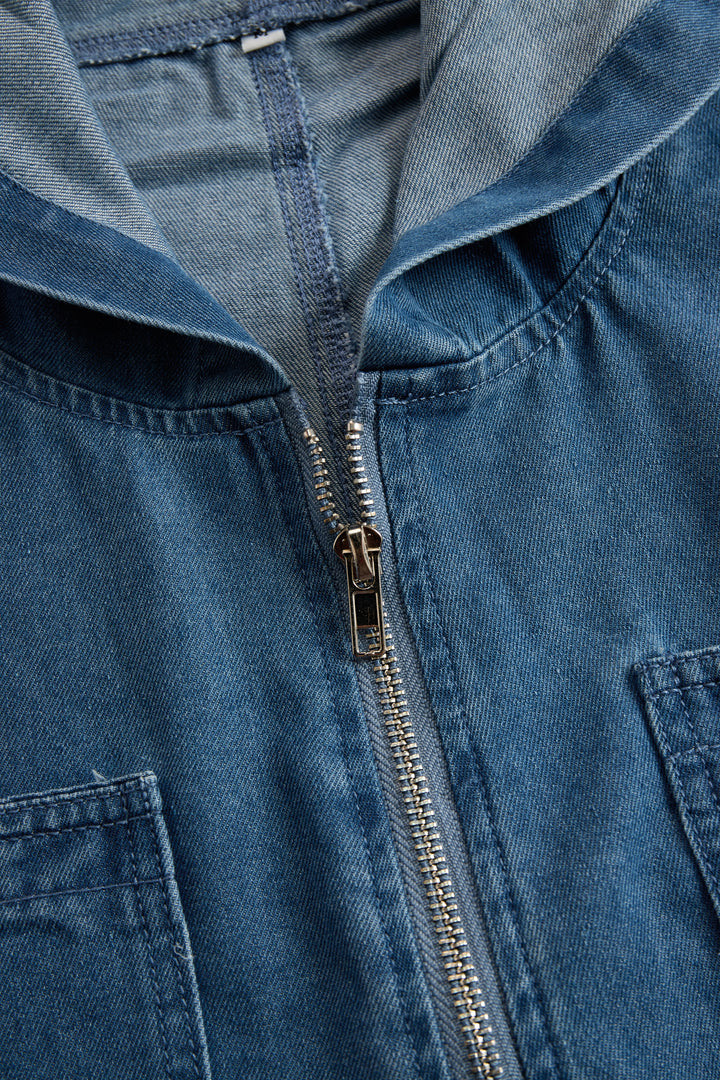 Dorothea - Overall lässig Retro aus Jeansstoff mit Reißverschluss und Kapuze