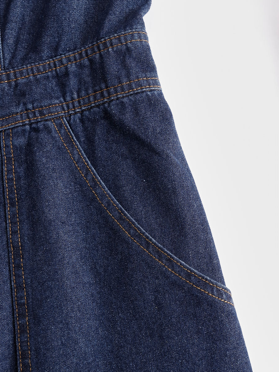 Vroni - Overall lässig Retro aus Jeansstoff mit Kragen und Taschen ärmellos