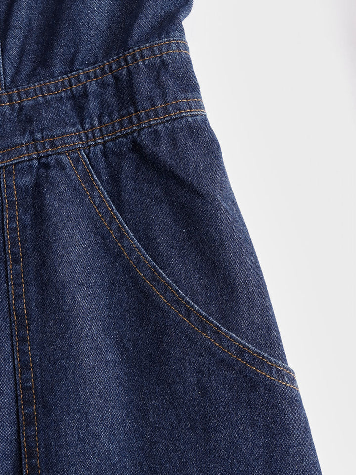 Vroni - Overall lässig Retro aus Jeansstoff mit Kragen und Taschen ärmellos