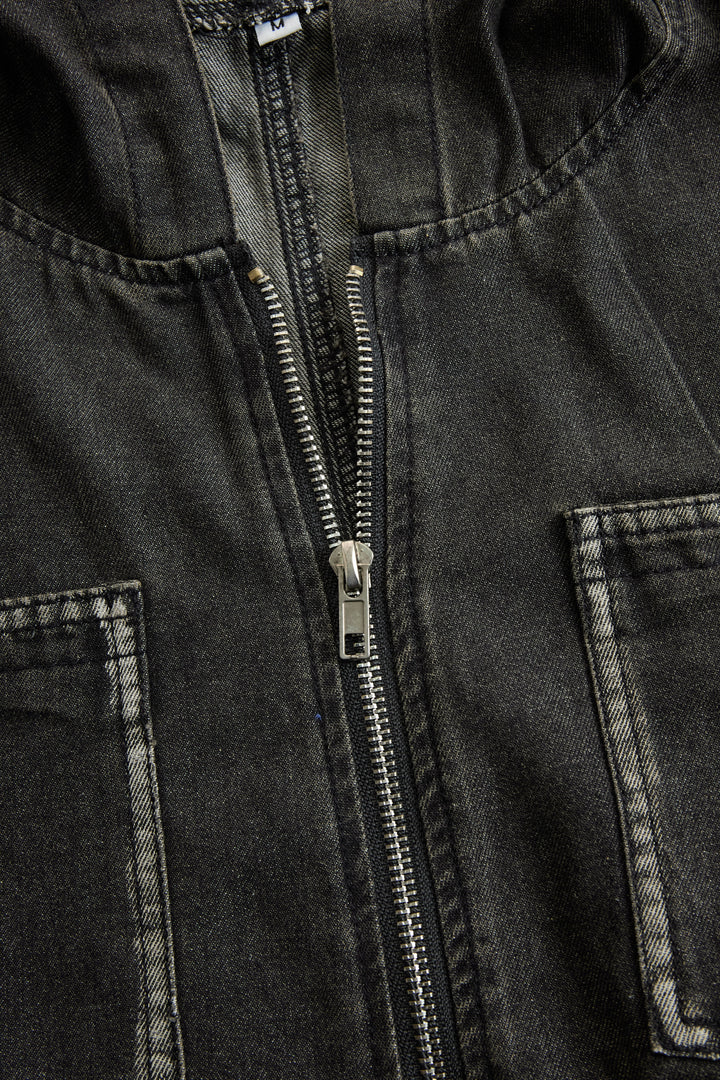 Dorothea - Overall lässig Retro aus Jeansstoff mit Reißverschluss und Kapuze