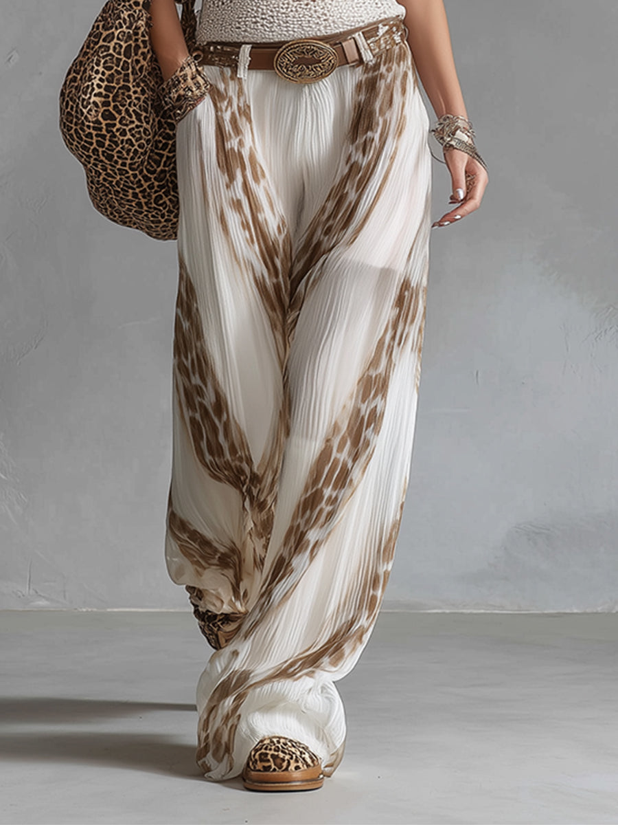 Ricarda - Hose für den Urlaub für den Alltag aus Chiffon Leopardenmuster