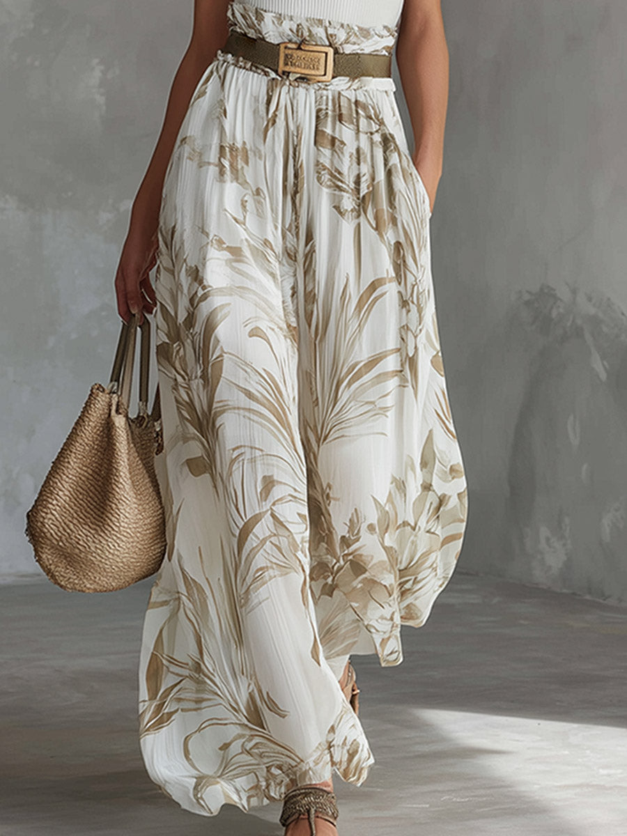 Bärbel - Elegantes Hosen-Ensemble für den Urlaub aus Chiffon Blumenmuster