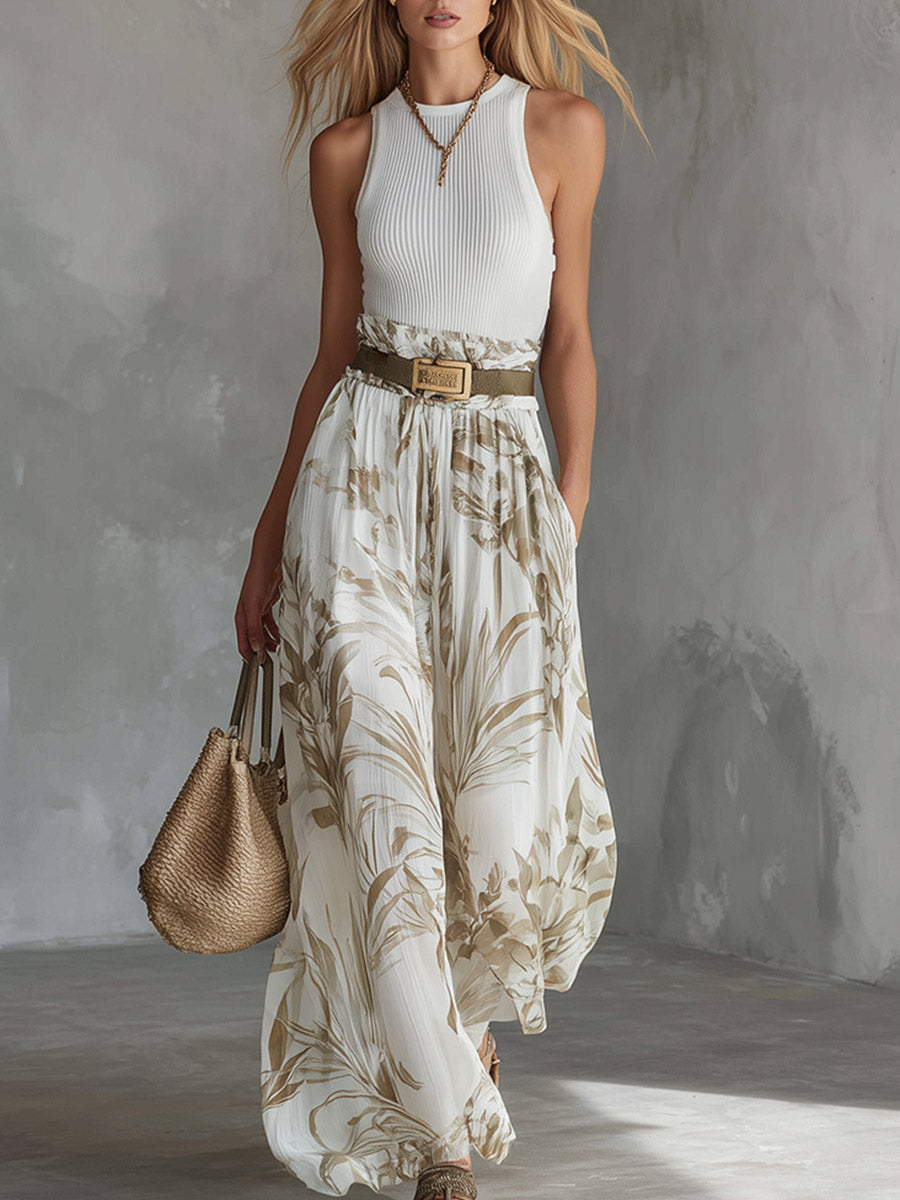 Bärbel - Elegantes Hosen-Ensemble für den Urlaub aus Chiffon Blumenmuster