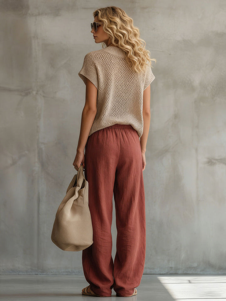 Ella - Ensemble mit shorts Western im Retro-Stil aus Leinen