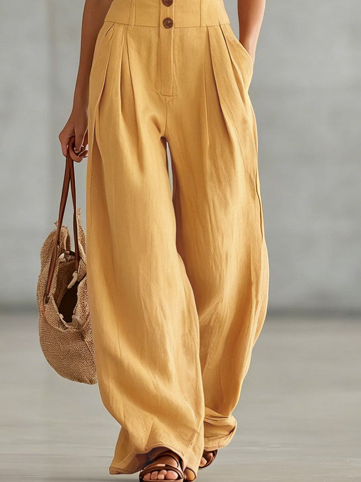 Sabrina - Overall Retro für den Alltag aus Leinen mit Kragen und schmalen Trägern ärmellos