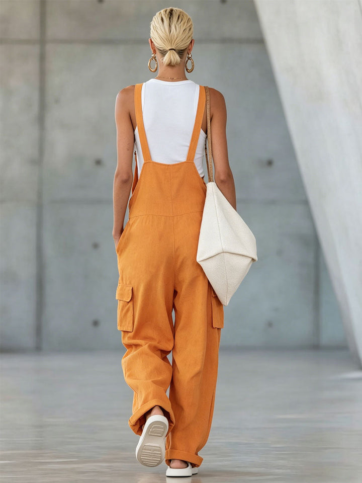 Paula - Overall Western sportlich aus Leinen mit Taschen ärmellos