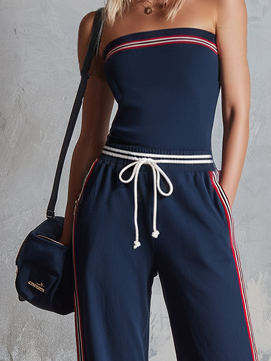 Ute - Overall Western im Retro-Stil aus technischem Gewebe gestreift