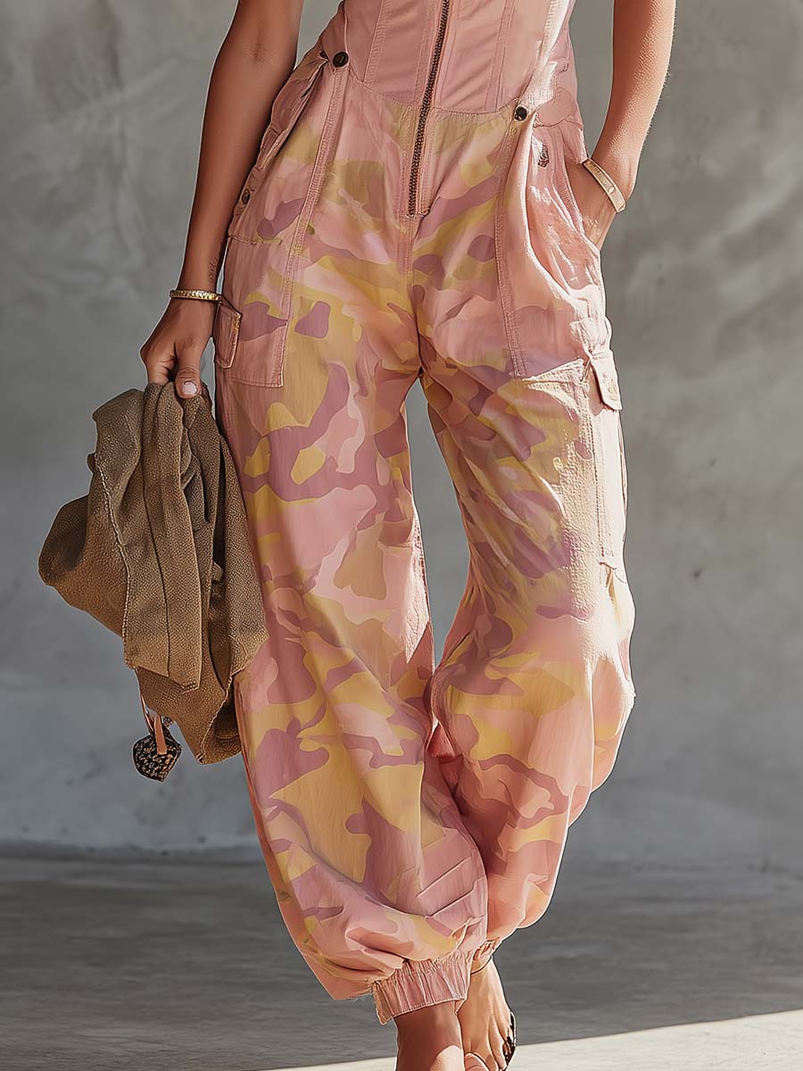 Eva - Overall Western sportlich aus technischem Gewebe Camouflage ärmellos