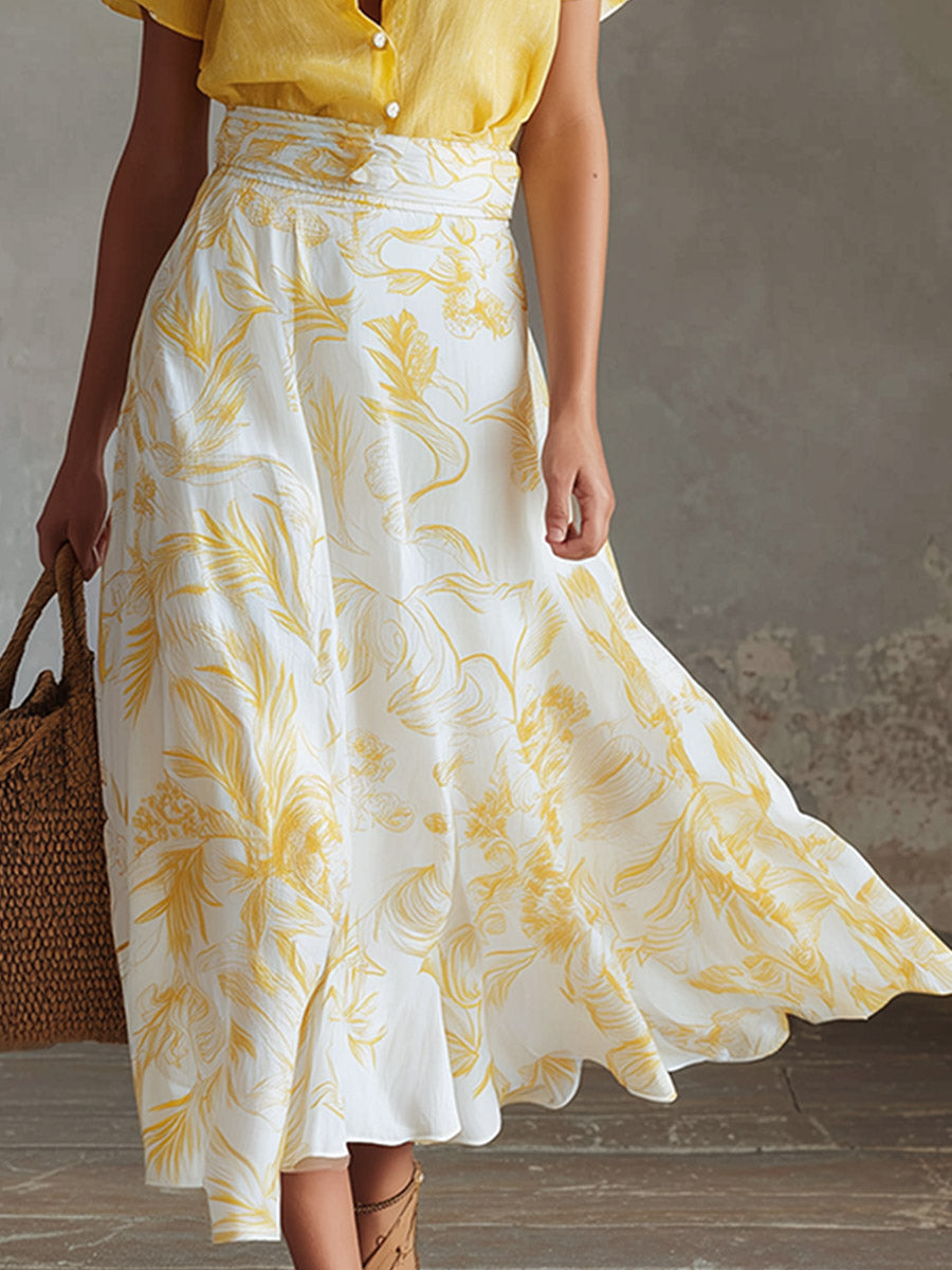 Lea - Eleganter Rock sportlich aus Chiffon Blumenmuster