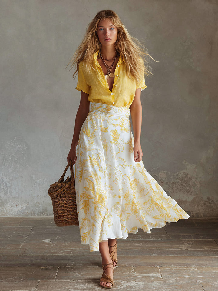Lea - Eleganter Rock sportlich aus Chiffon Blumenmuster