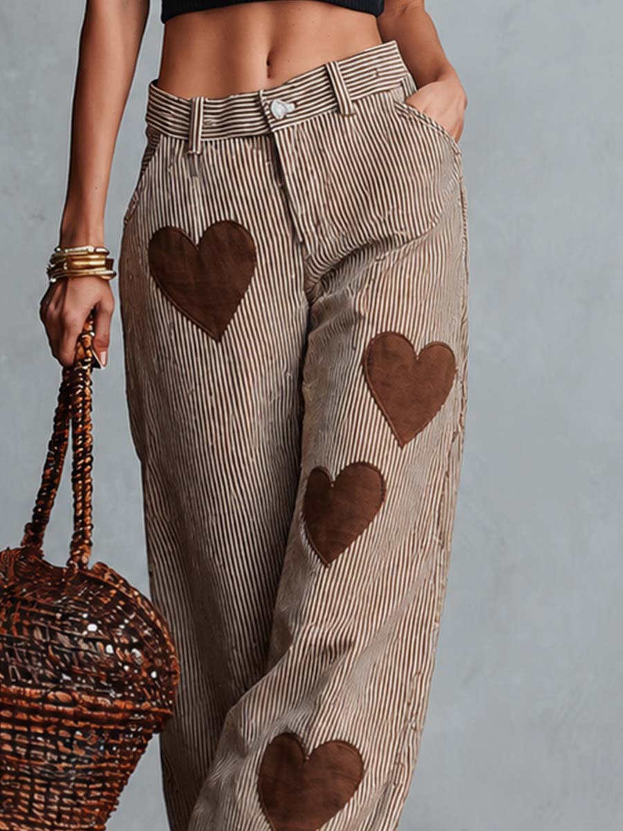 Jette - Hose lässig Retro aus technischem Gewebe gestreift