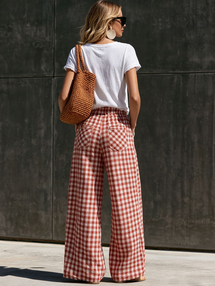 Leni - Ensemble mit shorts lässig Retro aus Leinen kariert