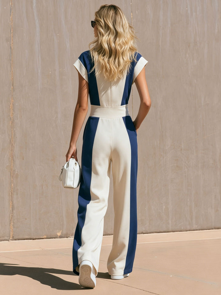 Henrietta - Overall sportlich im Retro-Stil aus technischem Gewebe im Farbblock-Design mit Reißverschluss