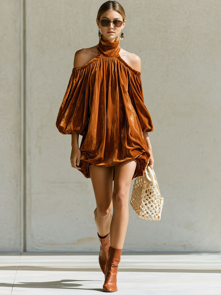 Mira - Minikleid sportlich im Retro-Stil aus Samt Blumenmuster