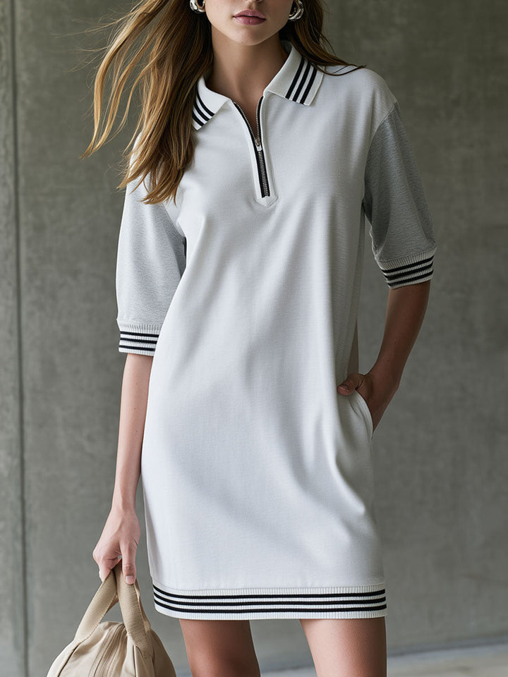 Philippa - Minikleid lässig Retro aus technischem Gewebe gestreift