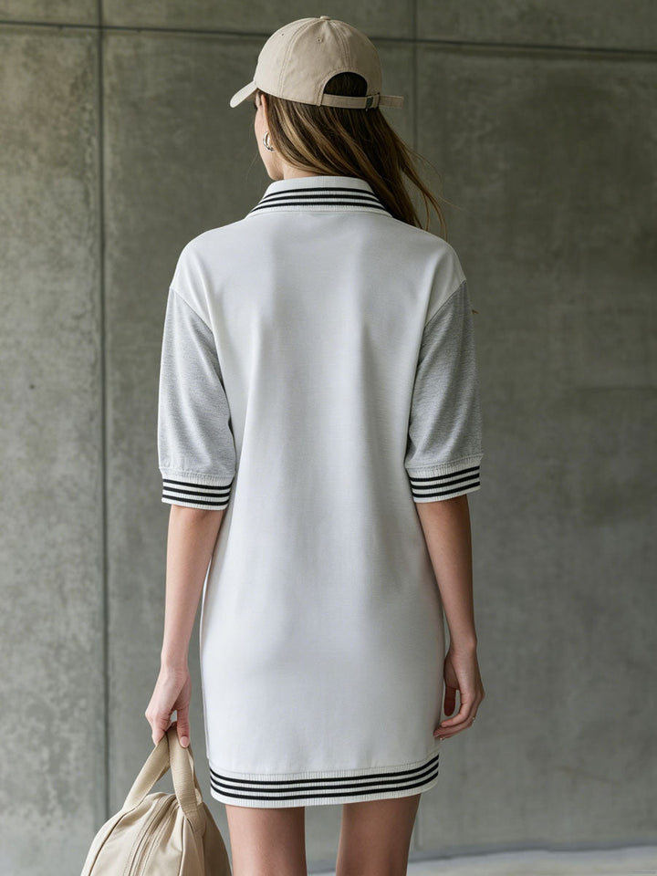 Philippa - Minikleid lässig Retro aus technischem Gewebe gestreift