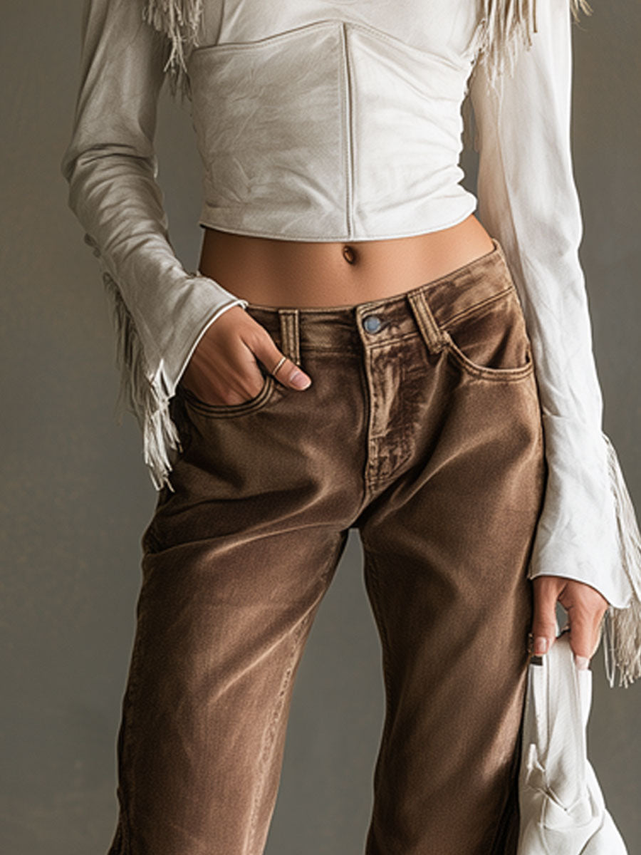 Klara - Bluse Western im Retro-Stil aus Kunstwildleder mit Fransen