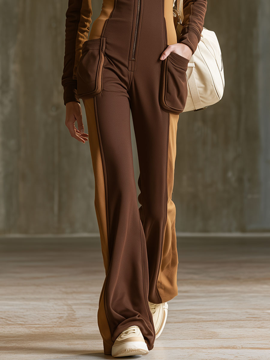Vera - Overall lässig Retro aus technischem Gewebe im Farbblock-Design mit Reißverschluss