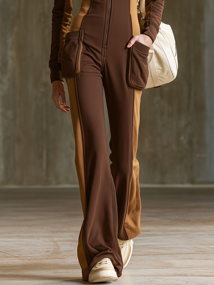 Vera - Overall lässig Retro aus technischem Gewebe im Farbblock-Design mit Reißverschluss