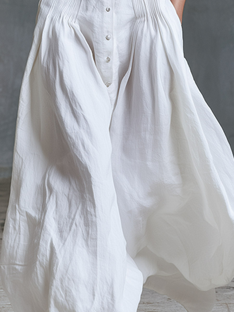 Tina - Elegantes Maxikleid sportlich aus Leinen mit Kragen ärmellos