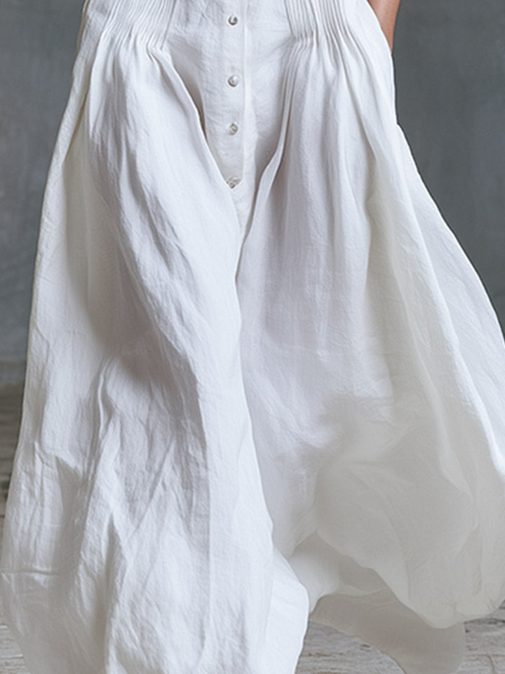 Tina - Elegantes Maxikleid sportlich aus Leinen mit Kragen ärmellos