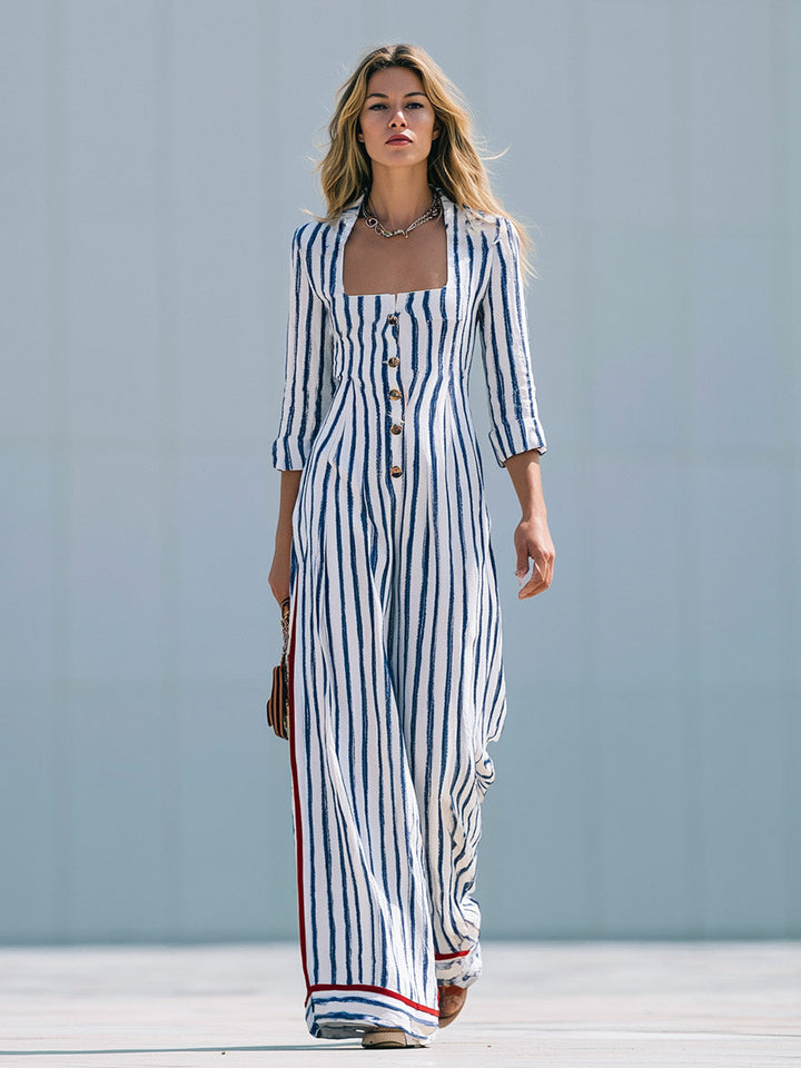 Alma - Overall elegant sportlich aus Leinen gestreift