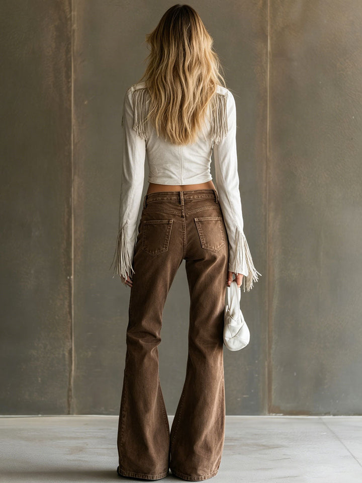 Klara - Bluse Western im Retro-Stil aus Kunstwildleder mit Fransen