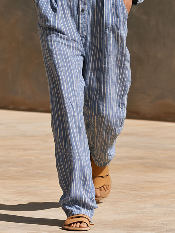 Inga - Overall lässig Retro aus Leinen gestreift