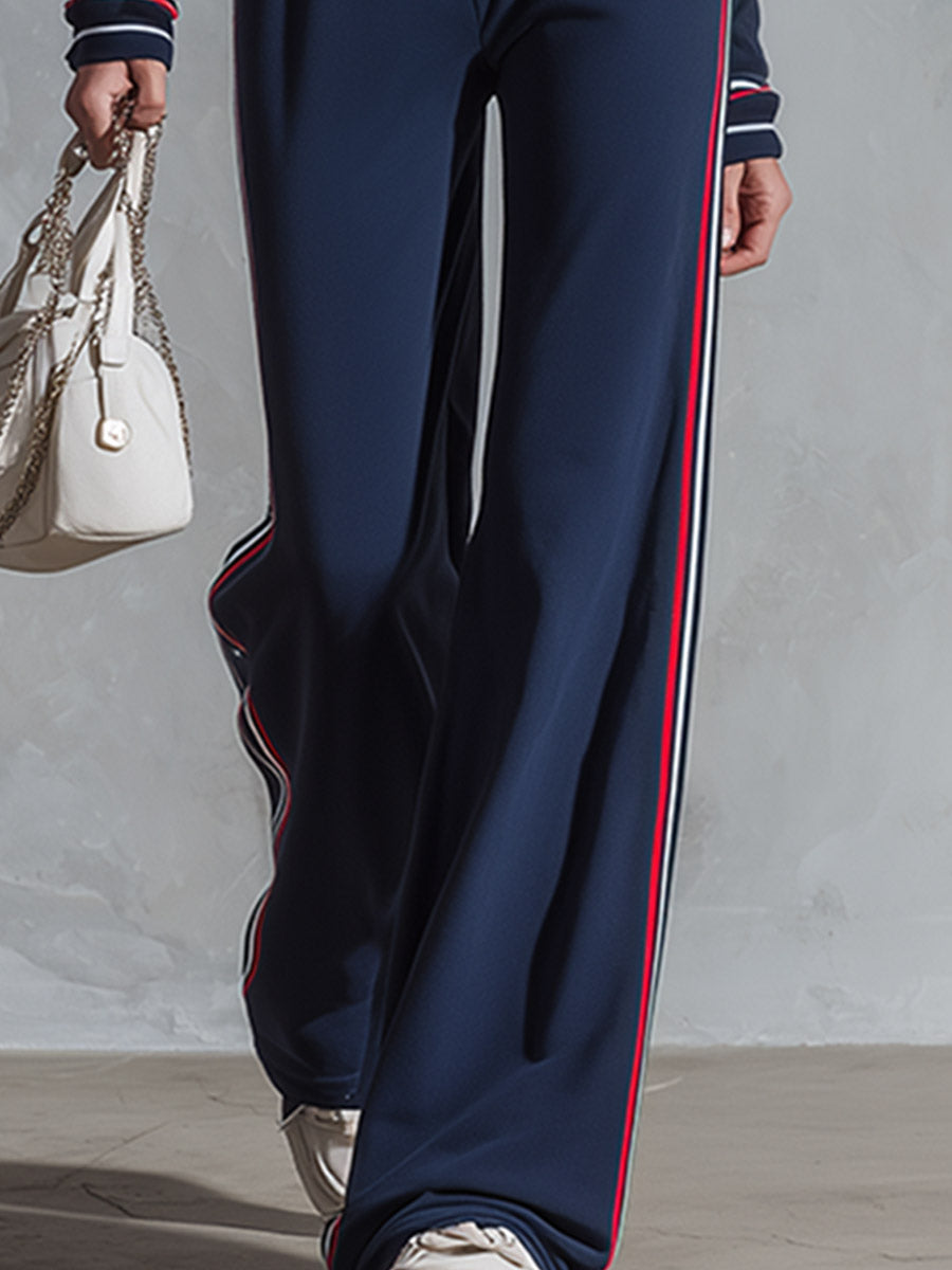 Trude - Overall sportlich im Retro-Stil aus technischem Gewebe gestreift mit Kragen und schmalen Trägern