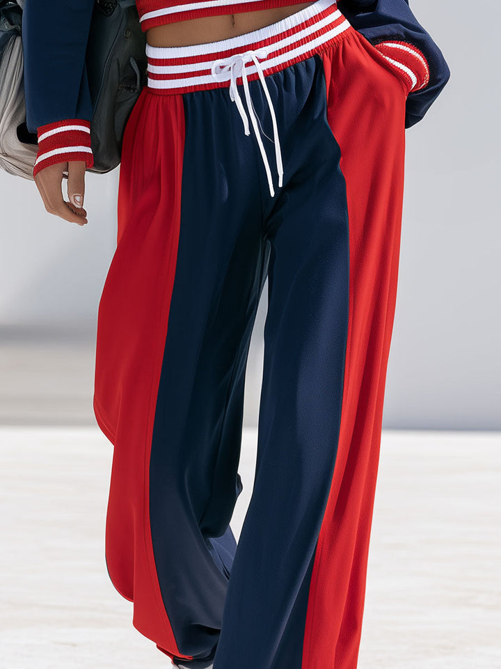 Anneliese - Lässiges Hosen-Ensemble Retro aus technischem Gewebe im Farbblock-Design schulterfrei