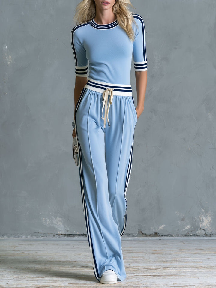 Erna - Ensemble mit shorts lässig Retro aus technischem Gewebe gestreift