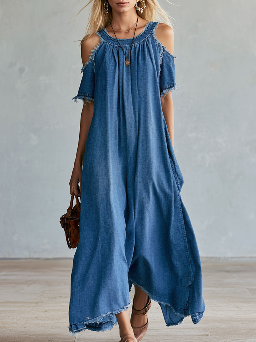 Alva - Maxikleid lässig sportlich aus Jeansstoff
