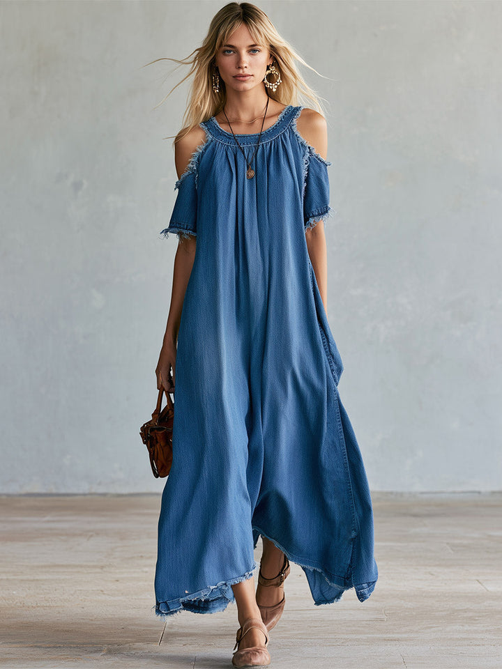 Alva - Maxikleid lässig sportlich aus Jeansstoff